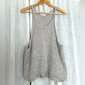 Community Cotton Grey Knit Woven Tank Size S